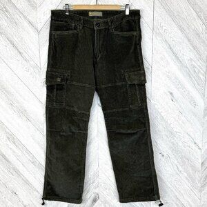 G Star Raw 3301 Cargo Corduory Pants Mens Size 36x31 Olive Green Y2K Organic